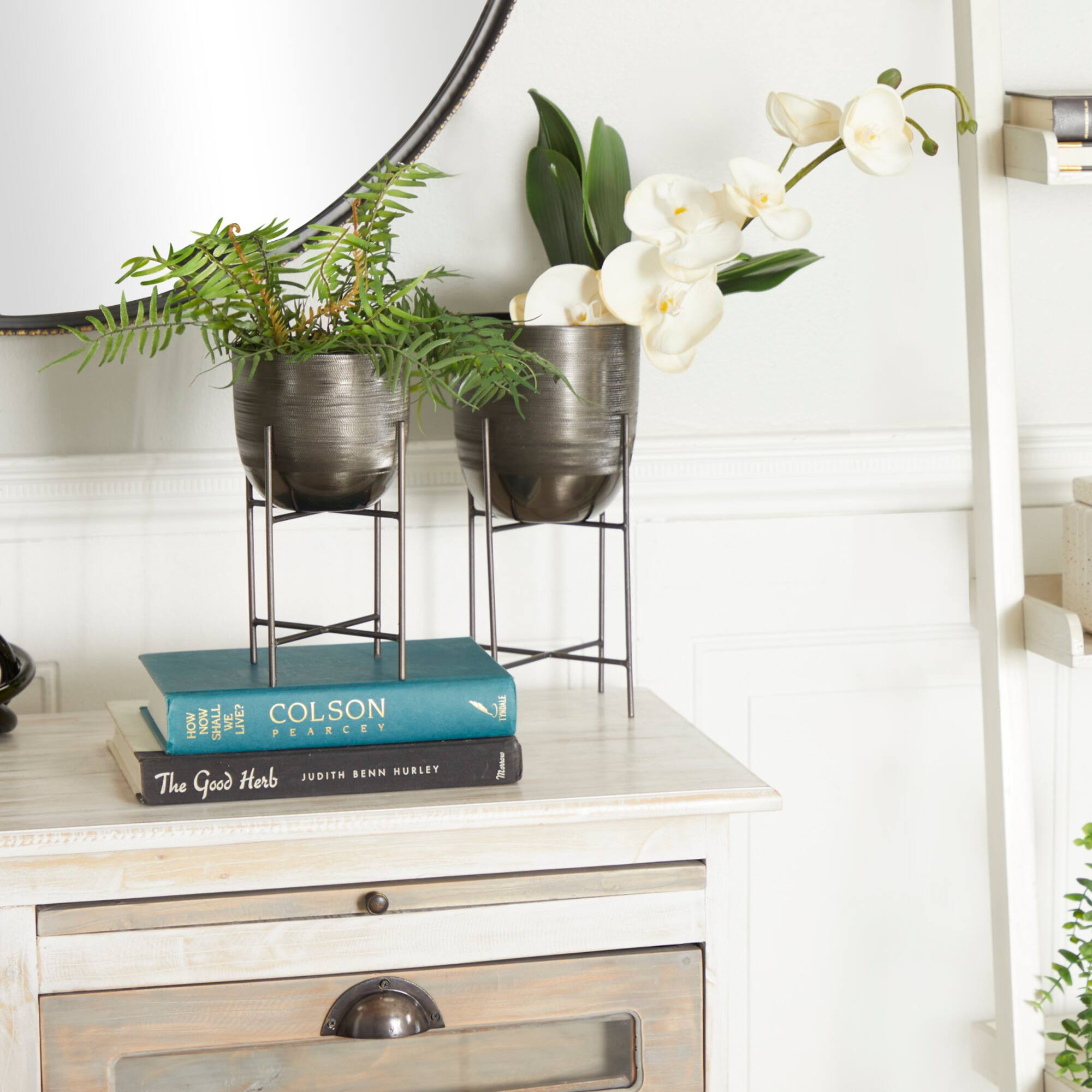 Grey Modern Planter, Set of 2" 12", 9"